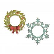 Sizzix Thinlits Die Set 5PK - Wreath & Snowflake by Tim Holtz